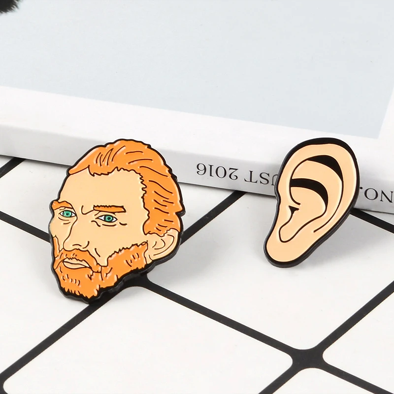 Vincent-van-Gogh-e-Orecchio-Spilli-Del-Fumetto-Artista-Pittore-Brooch-Dello-Smalto-Spille-Risvolto-Spilli