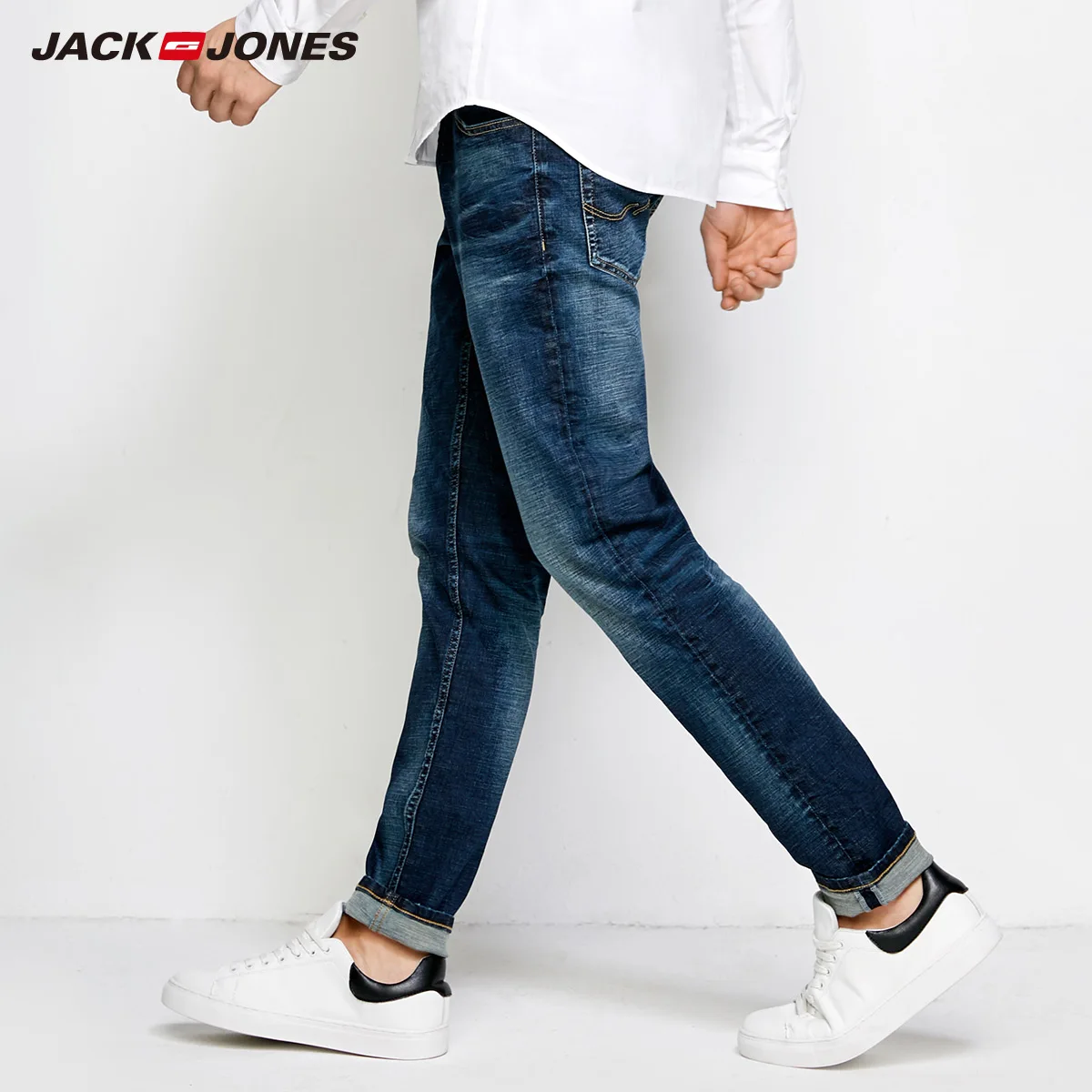 JackJones мужские летние джинсы из лайкры с потертостями свободные деловые