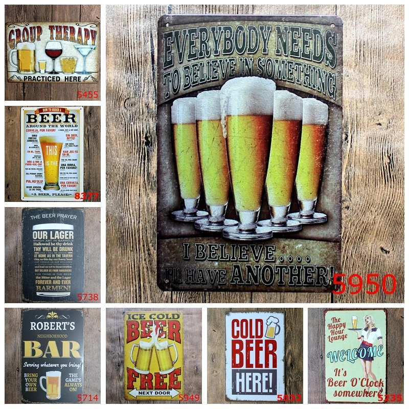 

Ice Cold Free Beer Here Painting Art Poster Antique Metal Tin Signs Bar Pub Club Home Decorative Retro Wall Stickers YN010