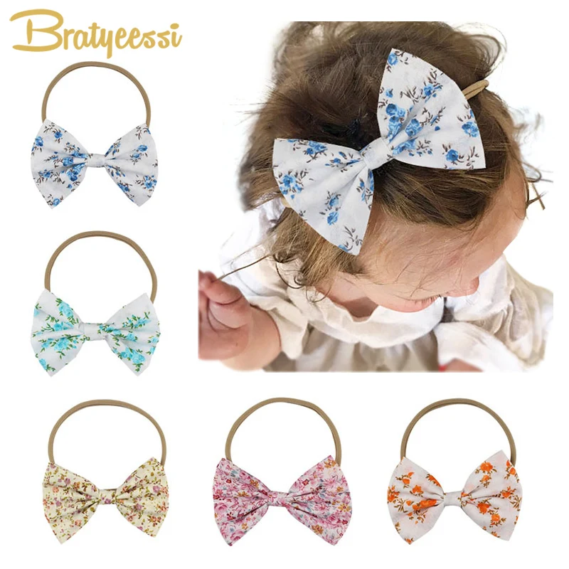 

Floral Bow Baby Girl Headbands 10 Colors Cotton Infant Headband Butterfly Bow Elastic Head Bands for Baby Girls Hair Accessories