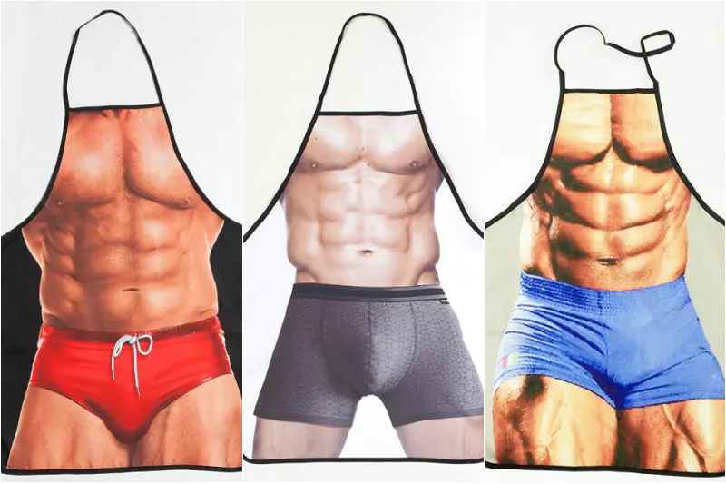 

FREE SHIPPING new cooking apron Novelty Funny muscle man apron