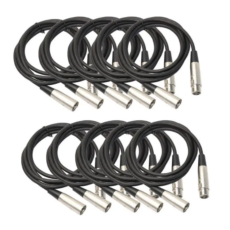 

10pcs 5.9ft DMX Stage DJ Cable Male to Female XLR Connector Audio Wire Cord