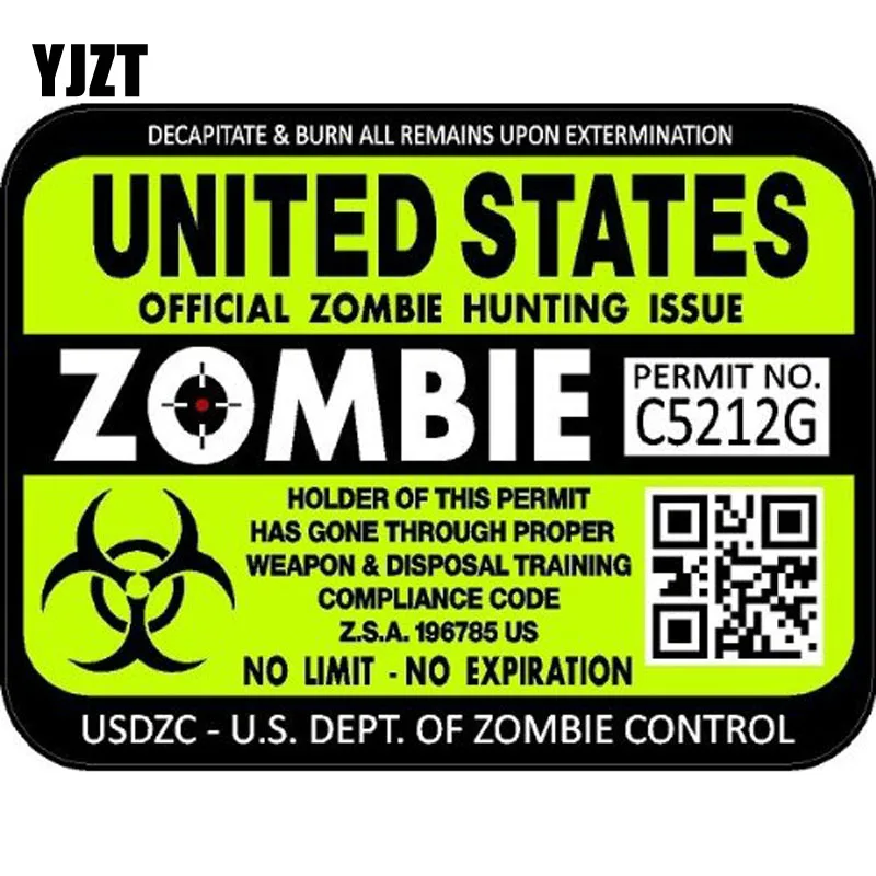 YJZT-15-5x11-8cm-ZOMBIE-Series-United-States-Hunting-License-Permit ...