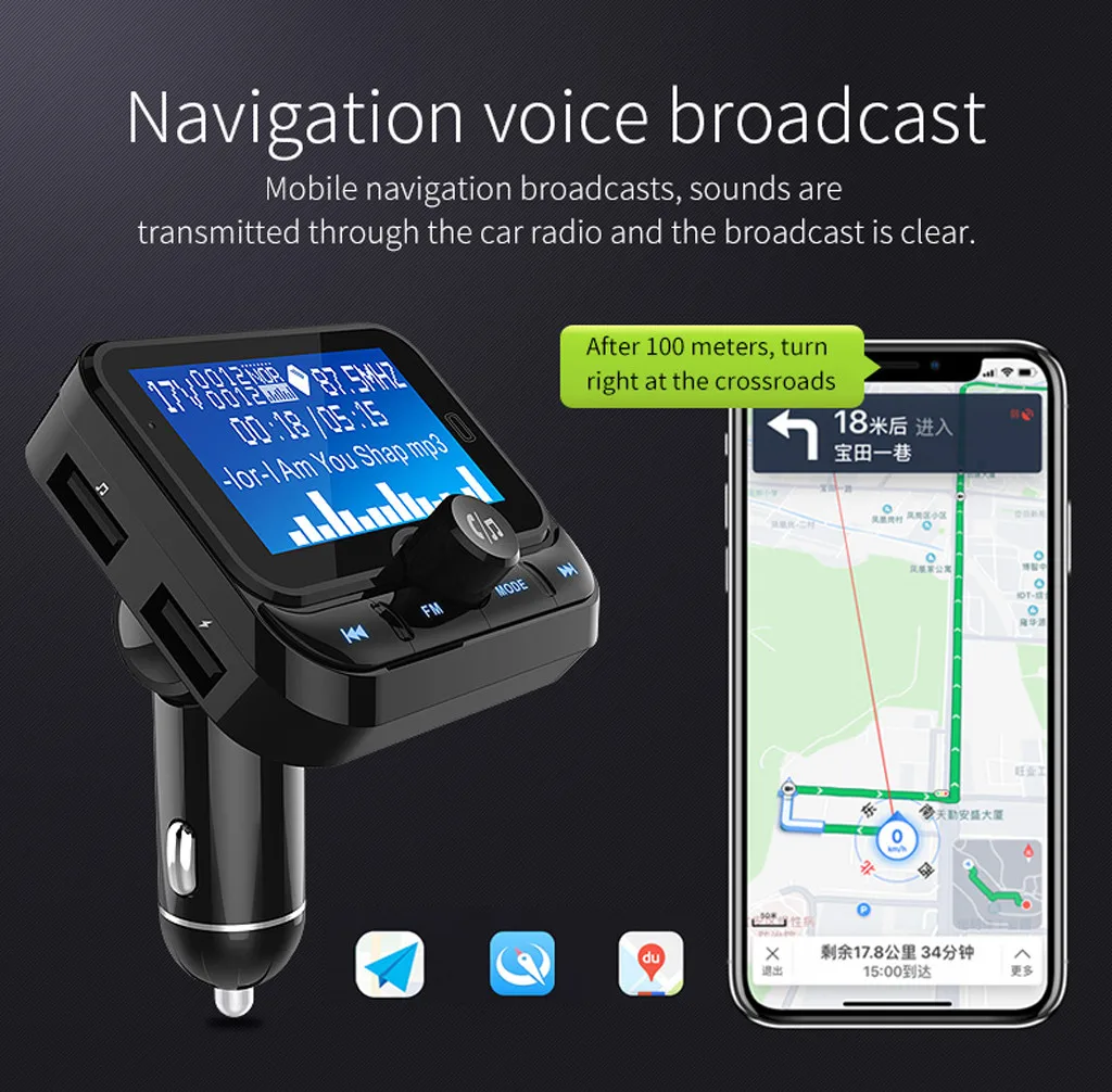 Bluetooth автомобильный комплект fm-передатчик mp3-плеер радио передатчик адаптер USB зарядное устройство TF карта AUX аудио вход