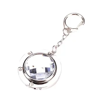 

Round Rhinestone Purse Handbag Hanger Hook Folding Hanger Holder w/ Keychain