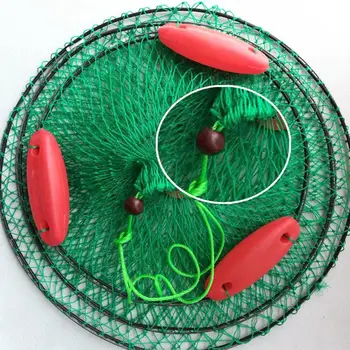 

Portable Three Floating Ball Fish Net Cast Mesh Cage Boat Fishing Catching Rubber silk material