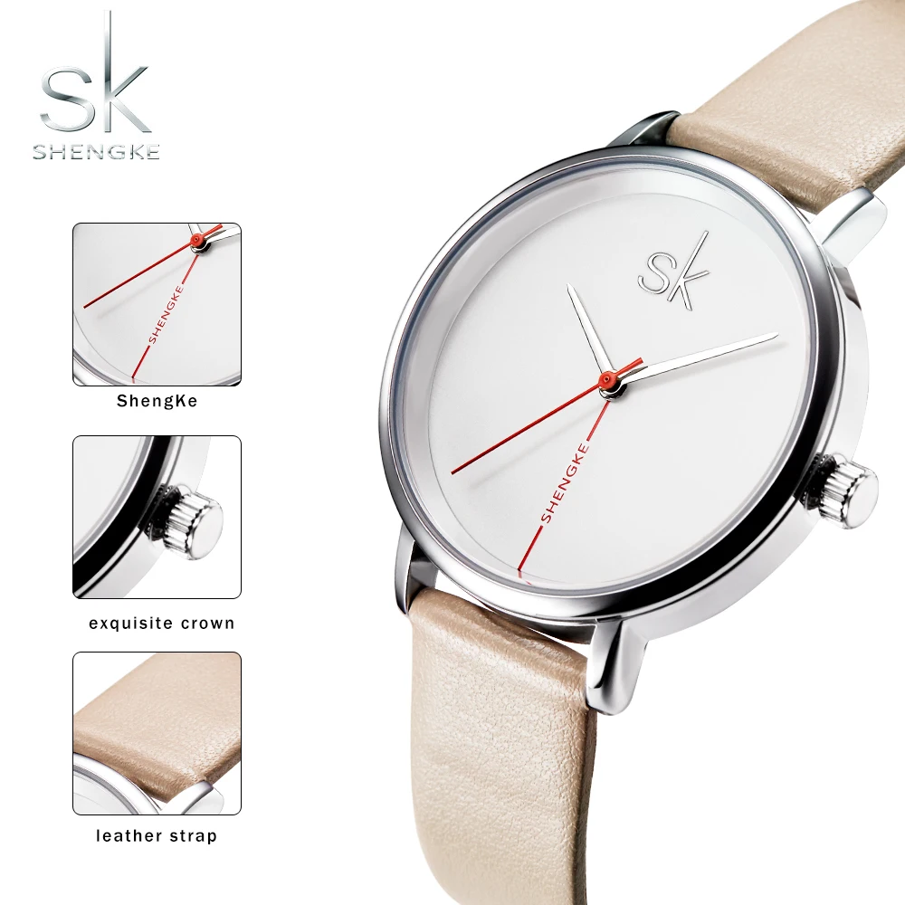 Shengke Brand Women Watches 2017 Creative Leather Watch Fashion Quartz Watch Women Waterproof Montre Femme Reloj Mujer