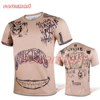 

2016 Suicide Squad T-Shirt Joker Tattoos Costume Sublimation Short Sleeve T-Shirt Personalized Cosplay Joker T-shirt Halloween