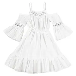 Одежда и аксессуары для девочек Летнее кружевное платье принцессы для маленьких девочек с открытыми плечами Платья для женщин Для детей