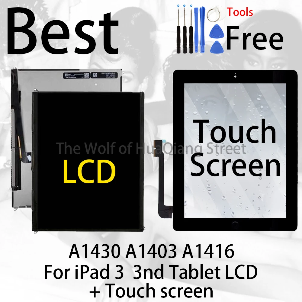 

Best Original For iPad 3 iPad3 3nd Table LCD A1430 A1403 A1416 Panel Monitor Module Replacement + Touch Screen Sensor Display