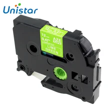 Юнистар TZe-MQG35 совместимый принтер наклеек Brother P-touch клейкие ленты 12 мм с белыми пятнами лимонно-зеленый TZ-MQP35 для brother PT-D210 PT-P750 PT-1890 PT-h110