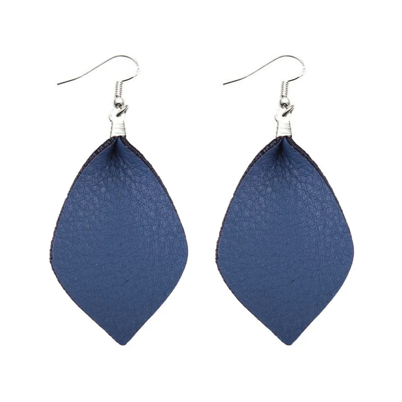 

Trendy Women Handmade Charm Real Leather Leaf Shape Ear 2018 Spring Summer Hook Drop Dangle Earrings Statement Jewelry Gift