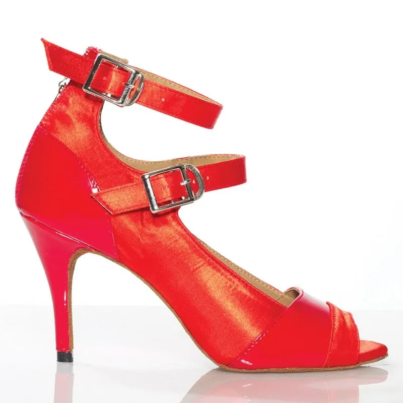 Dileechi женские красный черный кожа Атлас Костюмы для латиноамериканских танцев танцевальная обувь бальные танцы обувь мягкая подошва квадратных танцевальная обувь высокий каблук 10 см