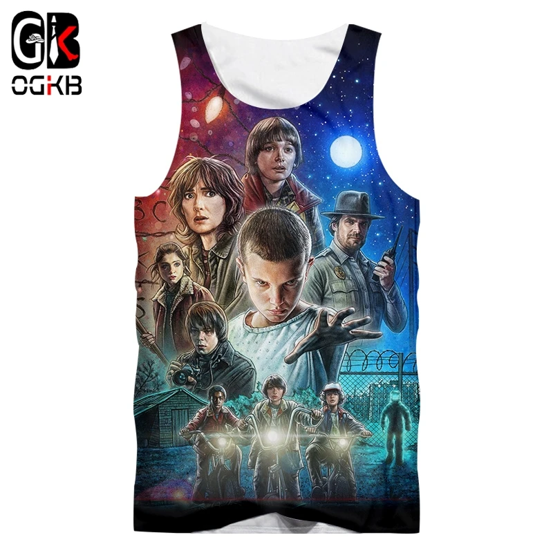 

OGKB 3D Full Print Stranger Things Tank Top Factory Quick Dry Polyester Vest Fashion Design Unisex Streetwear Clothes