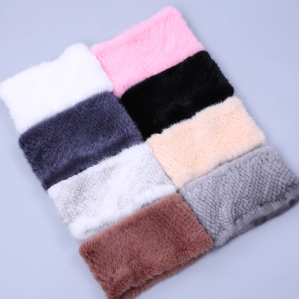 

100% Genuine Real Mink Fur Scarf Hand Knitted Women's Fur Scarves Ring Snood Infinity Cowl Neck Warmer Headband High Quality