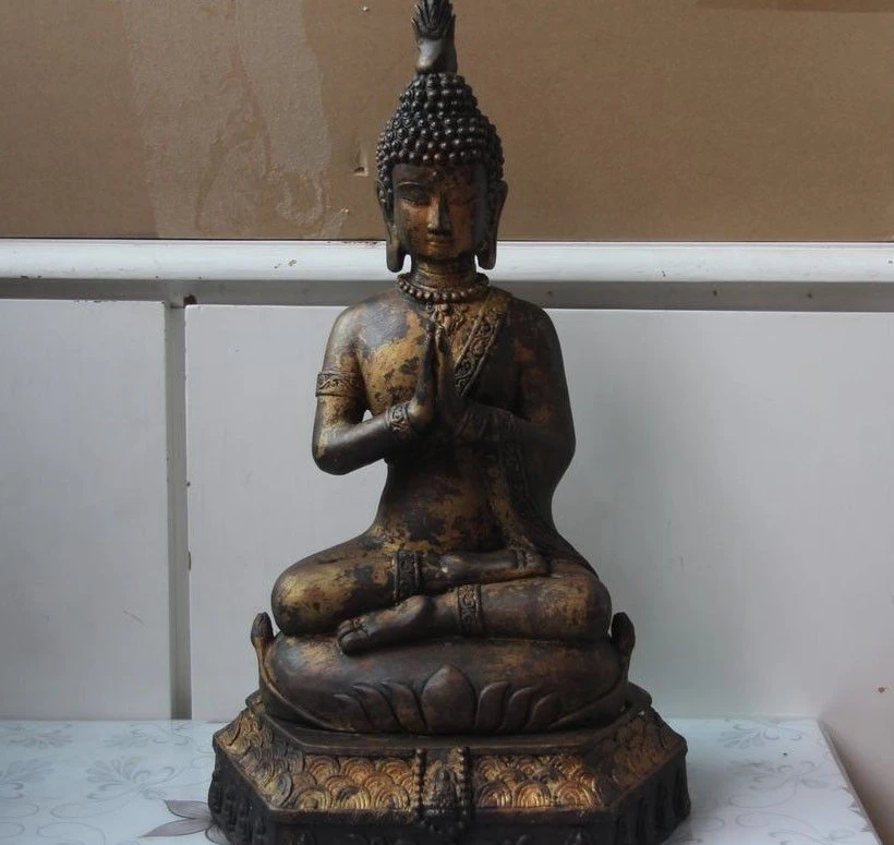 

Tibet old Temple Folk Bronze Copper Thailand Sakyamuni shakyamuni Buddha Statue