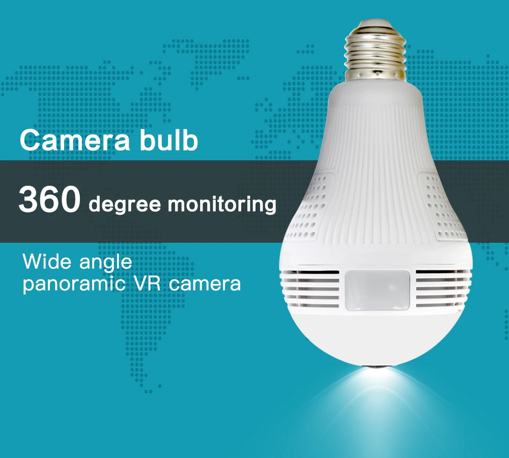 Беспроводная ip-лампа с Wifi, 960 P, панорамная домашняя камера видеонаблюдения с рыбий глаз, камера ночного видения 360 градусов, поддержка TF карты