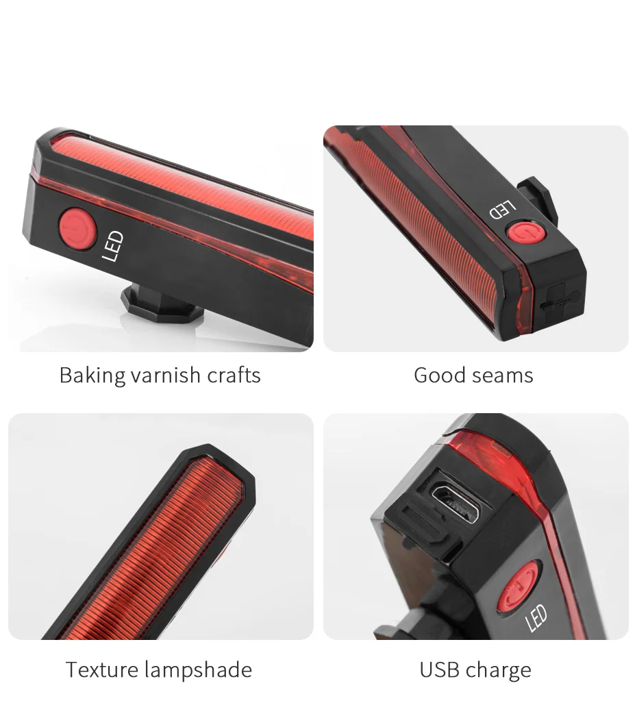Top Cycling New Bike Light Waterproof LED Taillight Cycling Safety Warning Light USB Rechargable Night Riding MTB Bicycle Rear Light 9
