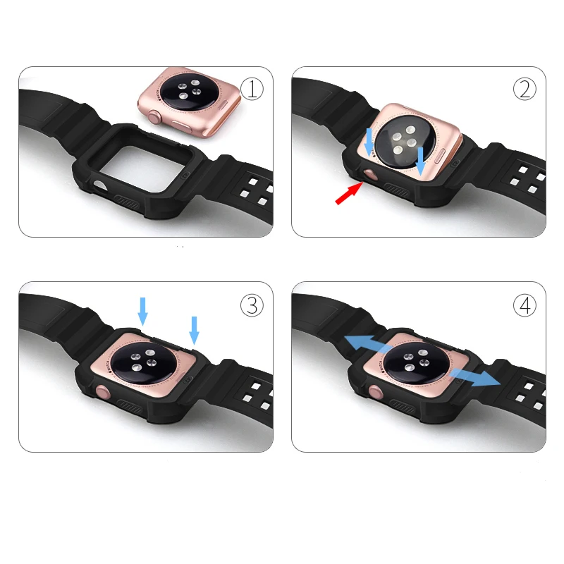 Sport Band for Apple Watch 3 42mm / 38mm for iwatch 3/2/1 Wrist Band Rubber Band Wrist Watch with Protective Case