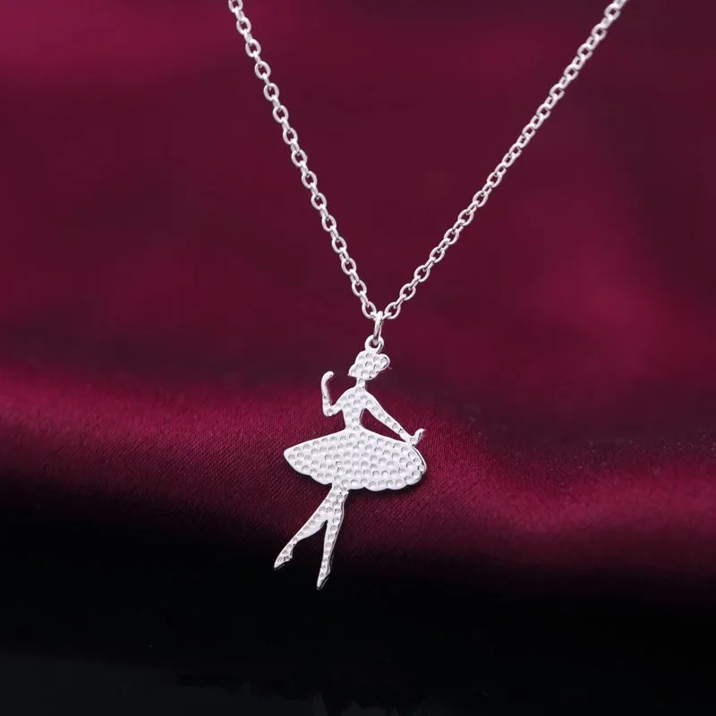 Sweet Princess Ballet Dancer Necklace Cute Little Girl Pendant Necklace