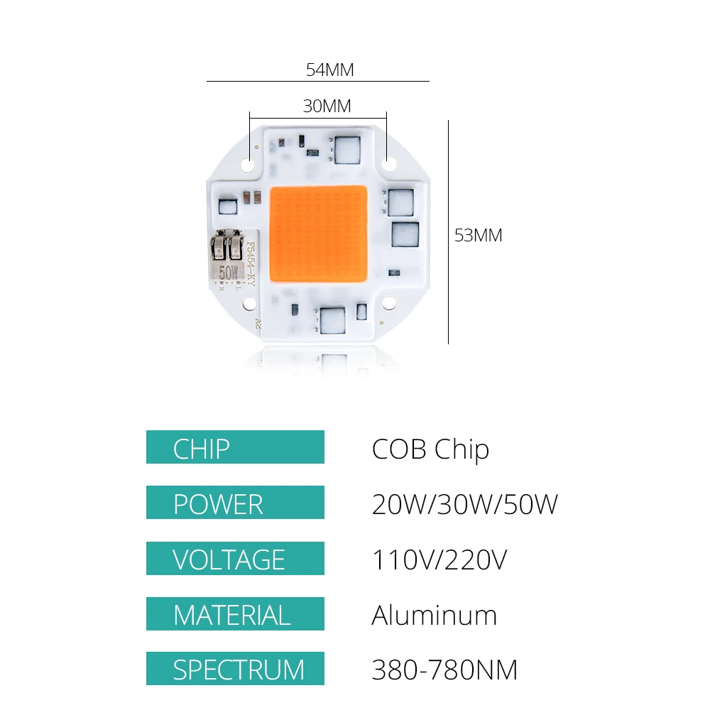 Полный спектр светодиодный Фито лампа 20 Вт 30 Вт 50 Вт Сварка бесплатно COB светодиодный лампы для выращивания 110 В 220 В COB светодиодный Диод Матрица для растения парниковые