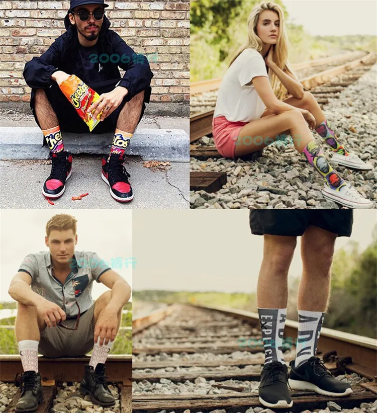 Мужские носки в стиле хип-хоп, 3d носки, Тупак 2pac/череп, забавные носки с принтом, Прямая поставка