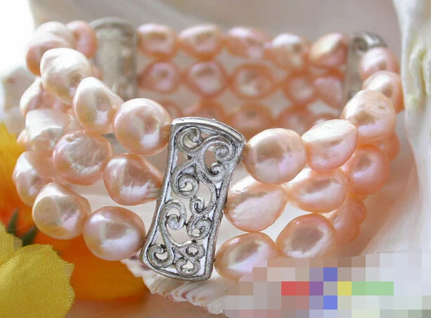 

FREE SHIPPING>>>@@ > 01336 3ROW PINK BAROQUE FW PEARL BRACELET