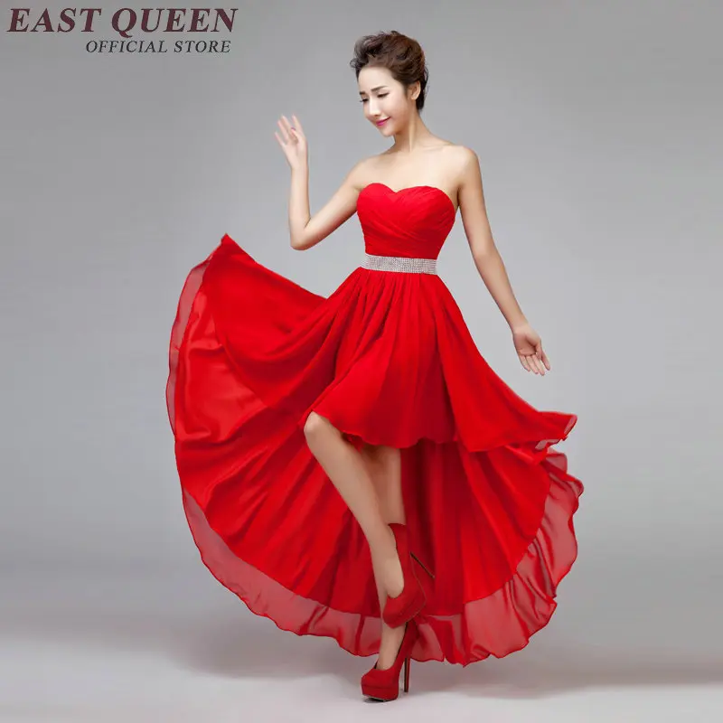 3612 45 De Réductionrobe Chinoise Moderne Femmes élégante épaule Nue Robe Rouge Demoiselle Dhonneur Sans Bretelles Dos Nu Pas Cher Fête De