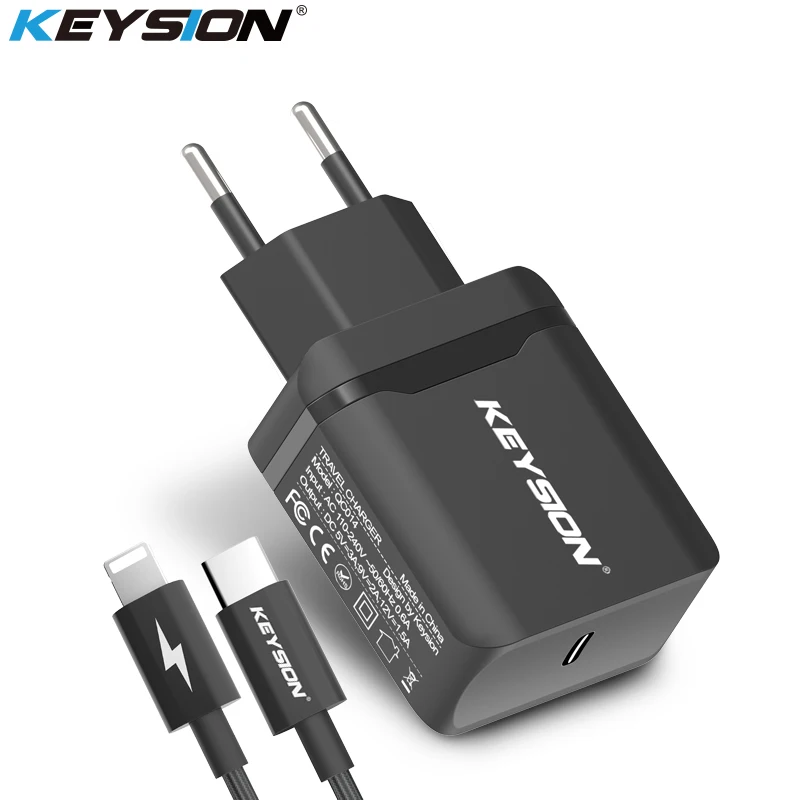 

KEYSION 18W USB-C PD Fast Charger for iPhone XS Max XR X Type-C Travel Wall Quick Charger QC 3.0 PD Fast Charging for 8 8 Plus