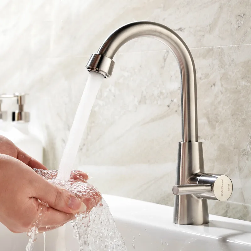 

304 stainless steel single cooling faucet washbasin washbasin washbasin bathroom single hole LU50513