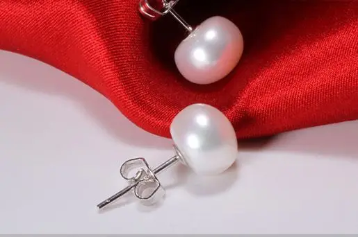 

Free shipping A PAIR 11-12MM SOUTH SEA WHITE PEARL EARRING AAA