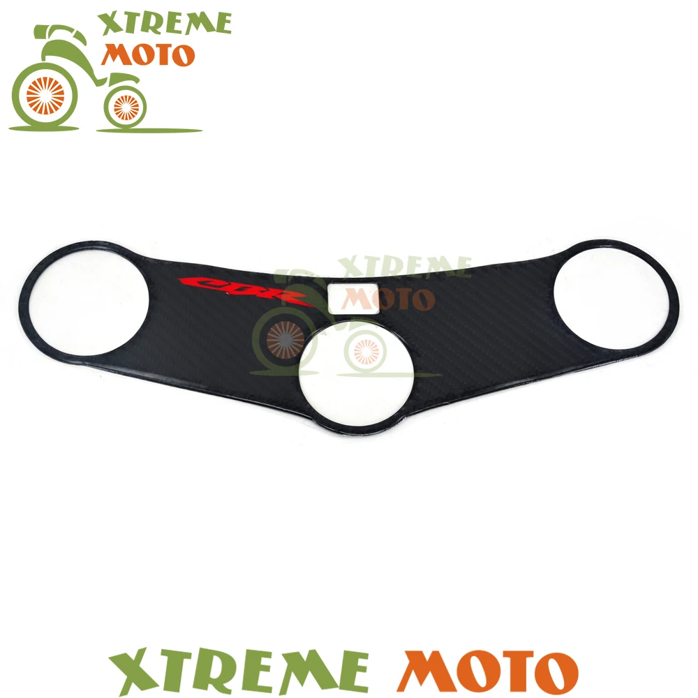 

Motorcycle Carbon Fiber Front Triple Tree Clamps End Upper Top Clamp Decal Pad Sticker For Honda CBR 600 RR CBR600RR 2005 2006