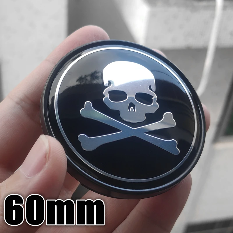 

4 Pcs Pirate Jolly Roger 60mm Custom Alloy Wheel Center Hub Cap for Skoda Alfa Romeo Rims Decoration Badge Car Accessories