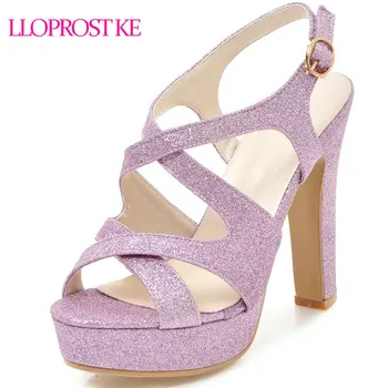 

LLOPROST KE 2018 New Women High Heel Sandals Peep Toe Summer Shoes Women Thick Heels Sandal Sexy Party Female Footwears MY197