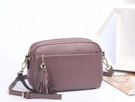 Новая женская сумка с кисточками, женская сумка через плечо, маленькая сумка через плечо из натуральной кожи, модная дизайнерская сумка - Цвет: Лаванда