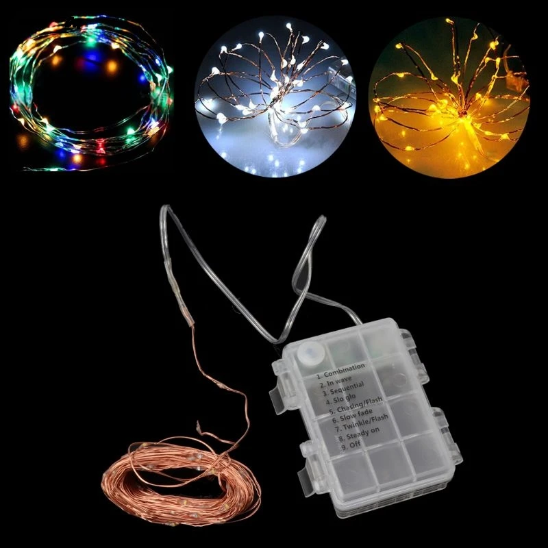 

10m LED Light String Waterproof Remote Control Fairy Lamps 8 Modes Copper Wire