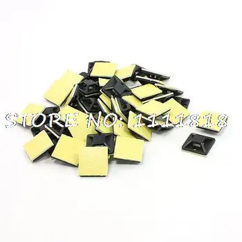 

50 Pcs Plastic 4 Way Square Self-adhesive Cable Tie Base Holder