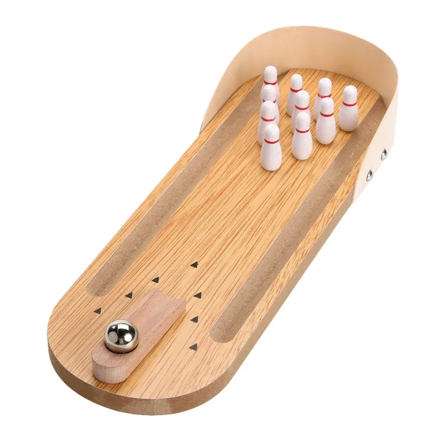 Best Price Wooden Mini Desktop Bowling Game Toy Set Fun Indoor Parent-Child Interactive Table Game Bowling Developmental Toy For Kids Gifts