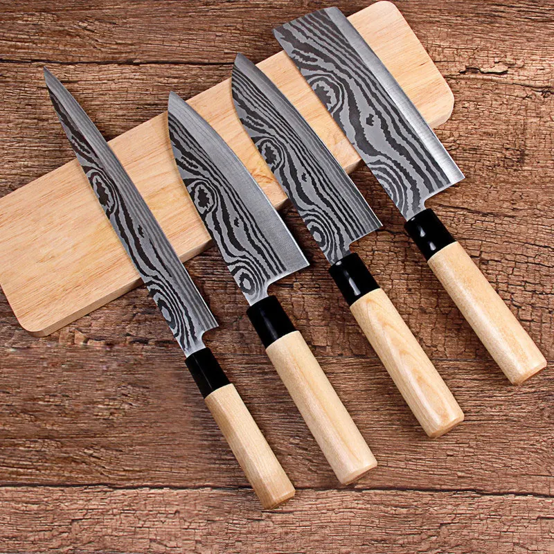 Damascus Pattern Sashimi Knife Kitchen Chef Knives Set Stainless Steel