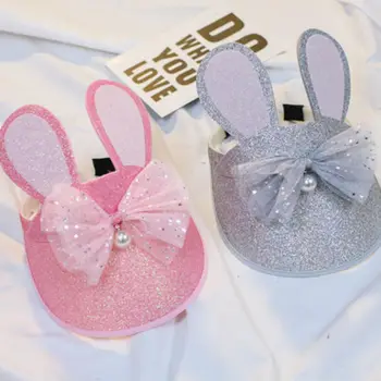

Summer Kids Baby Birthday Party Crown Hat Sequins Bowknot Pearl Newborn Childrens Baby Cute Rabbit's Ears Cap Toddler Baby Hat