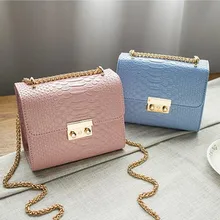 Simple Alligator Crocodile En Cuir Mini Petit Femmes sac Bandoulière chaîne femmes sac à main messenger sac à bandoulière avec chaîne de sacs