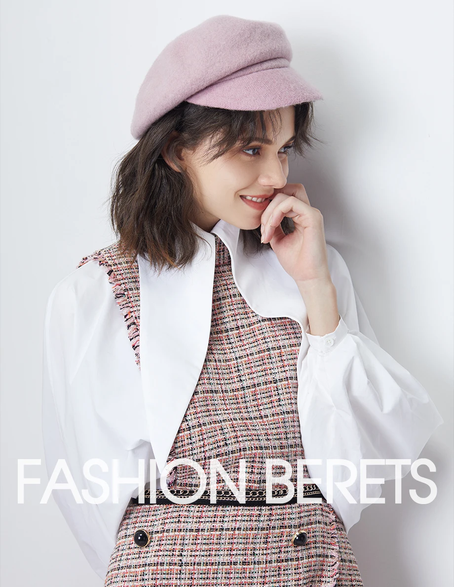 2018 New Winter Anise Newsboy Caps Retro Literary Female Knit 100% Cashmere Hats Wool Octagonal Hat Leisure Hat High Quality (1)