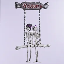 Scary Halloween Hanging Skull Skeleton Ghost Bridegroom Bride Welcome Sign Tricky Toy Horror Haunted House Escape Halloween Prop