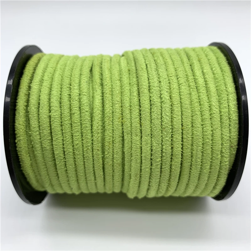 2 метра 3 мм круглый кожаный замшевый плетеный шнур Корейский Бархатный кожаный браслет ручной работы для изготовления ювелирных изделий