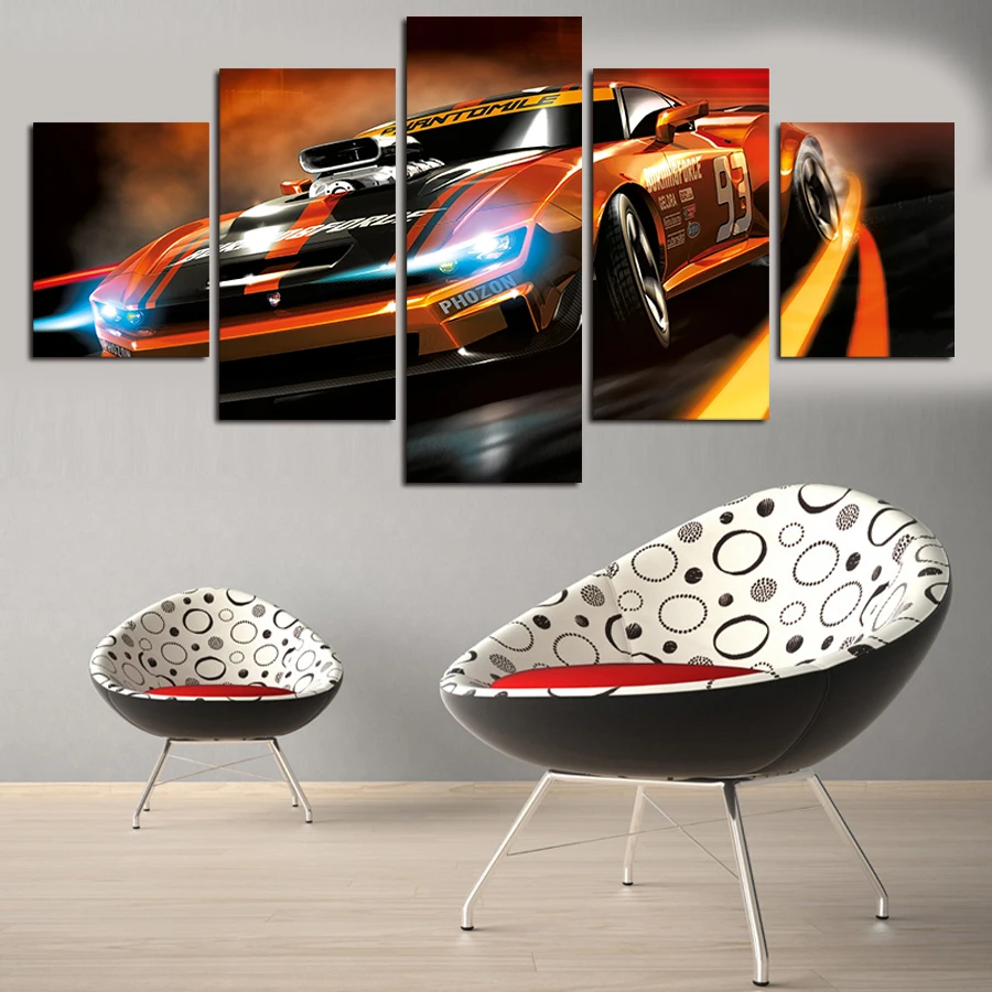 5 Pcs Unframed Car Wall Art HD Picture Home Decoration Canvas Printed