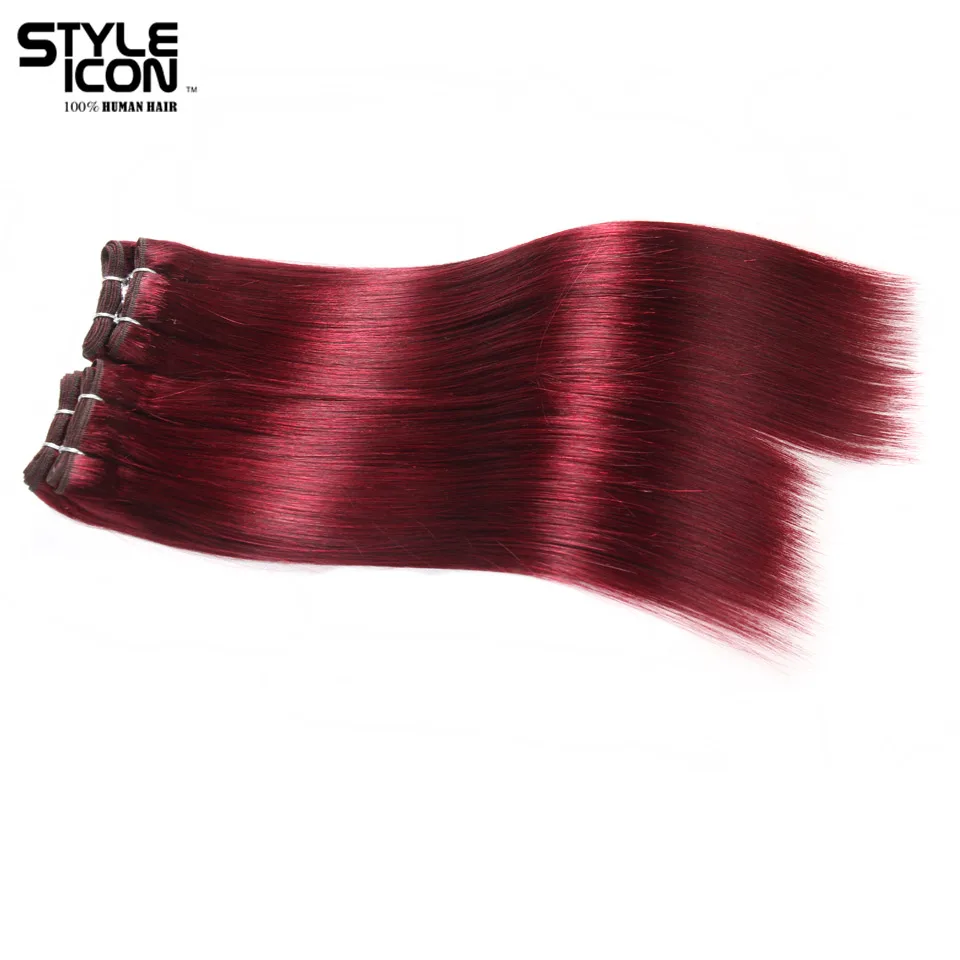 Styleicon бразильские прямые волосы Yaki, 4 пучка, предложение 190 г, 1 упаковка, человеческие волосы, Переплетенные пучки, не Реми, цвет 99J, для наращивания волос