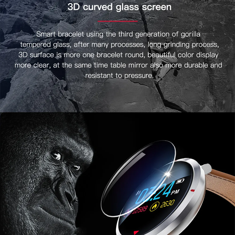 S2pro Смарт часы Для мужчин 3D поверхности закаленное Стекло Фитнес браслет