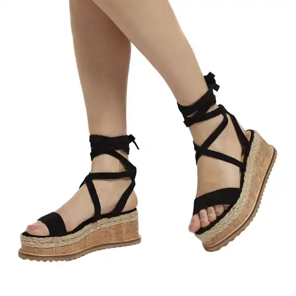 platform sandals that tie up