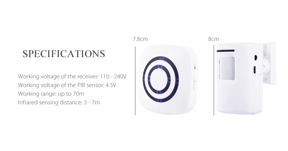 Инфракрасный датчик движения беспроводной дверной звонок сигнал с 38 песен подходит для магазинов