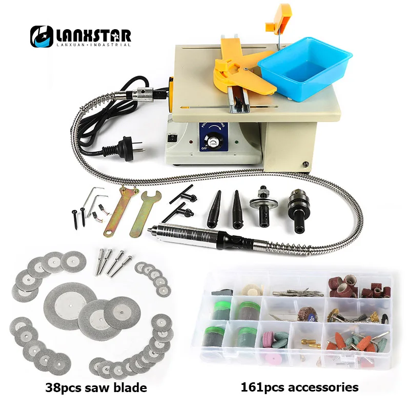 Table Saw 199pc Kit Подлинная латунная проволока двигатель четвертое поколение скамейка пила гравировка полировка стол пильный станок многофункциональный настольный шлифовальный станок - Цвет: Table Saw 199pc Kit